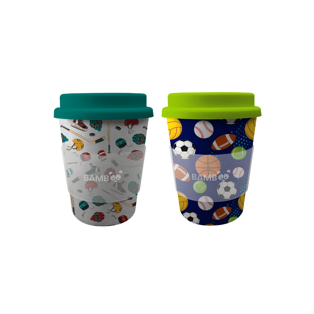 Image Tasses Bambou enfants (9.5 oz) - 2 asst. - Hockey et balles de sport